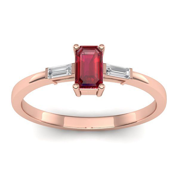 Inel cu rubin dreptunghiular