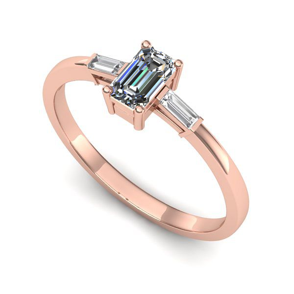 Inel din aur roz cu safir alb