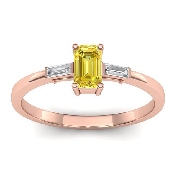 Inel cu safir galben dreptunghiular