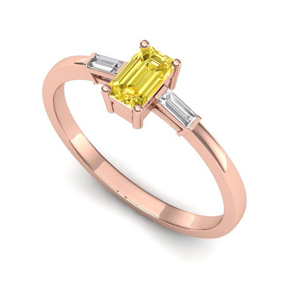 Inel logodna din aur roz cu safir galben
