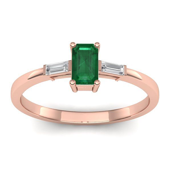 Inel logodna cu smarald dreptunghiular