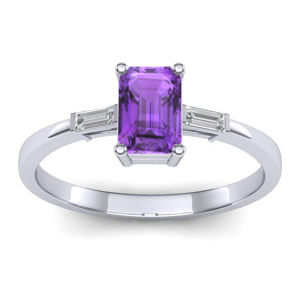 Inel cu ametist dreptunghiular