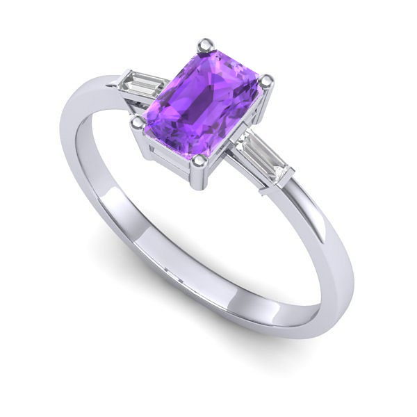 Inel logodna din aur alb cu ametist