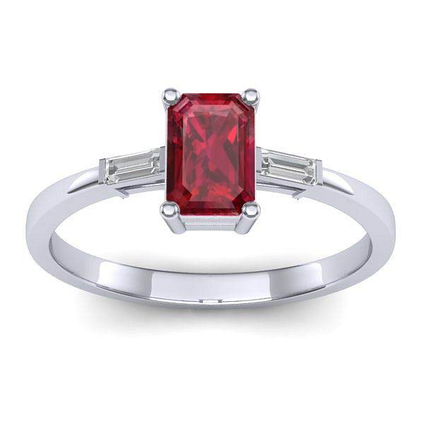 Inel logodna cu rubin dreptunghiular