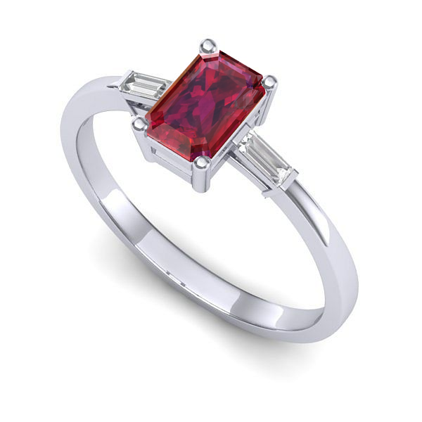 Inel de logodna din aur alb cu rubin