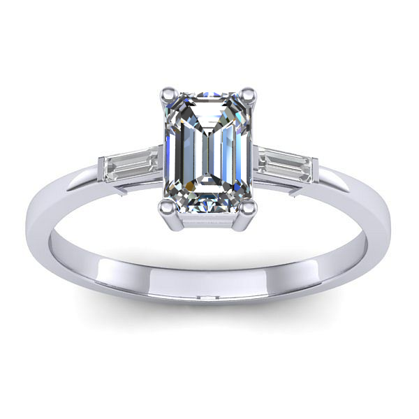 Inel logodna cu safir alb dreptunghiular