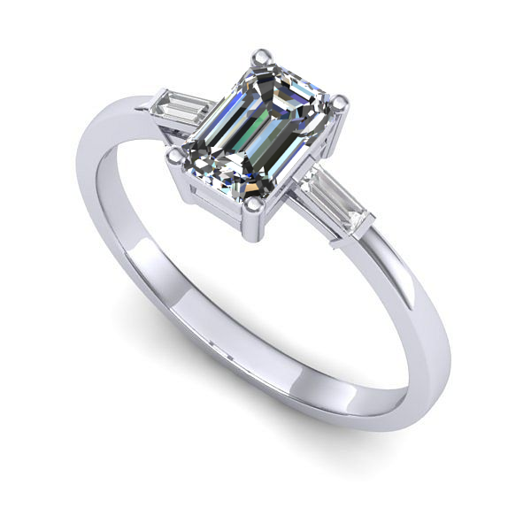 Inel de logodna din aur alb cu safir alb