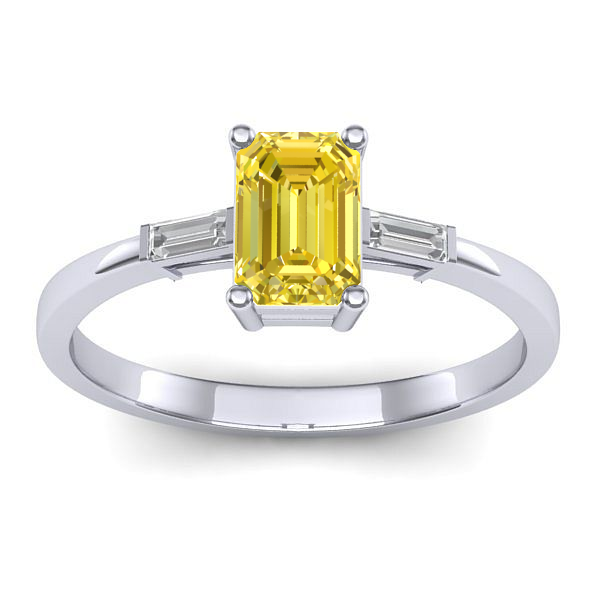 Inel logodna cu safir galben dreptunghiular