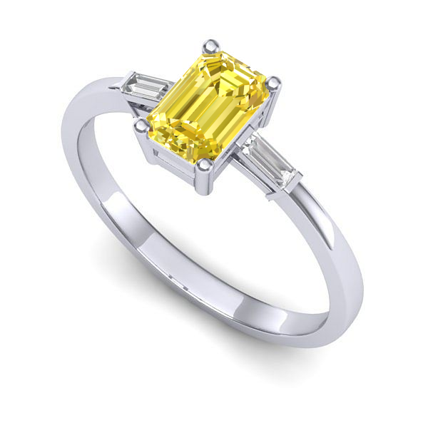 Inel din aur alb cu safir galben