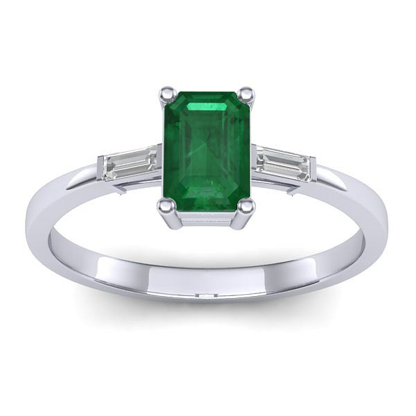 Inel de logodna cu smarald dreptunghiular