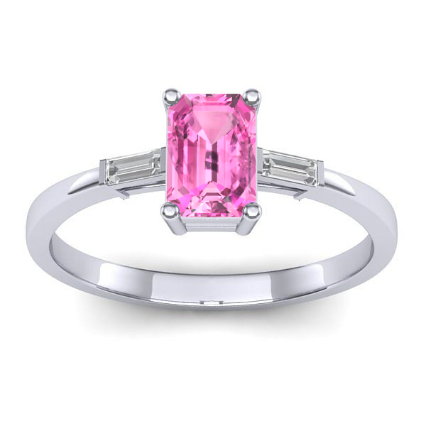 Inel cu safir roz dreptunghiular