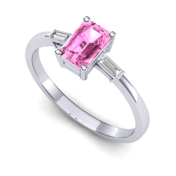 Inel din aur alb cu safir roz