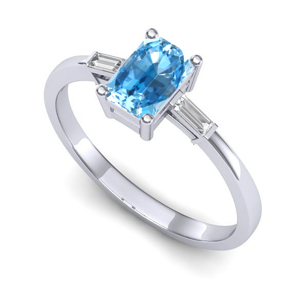 Inel logodna din aur alb cu topaz blue