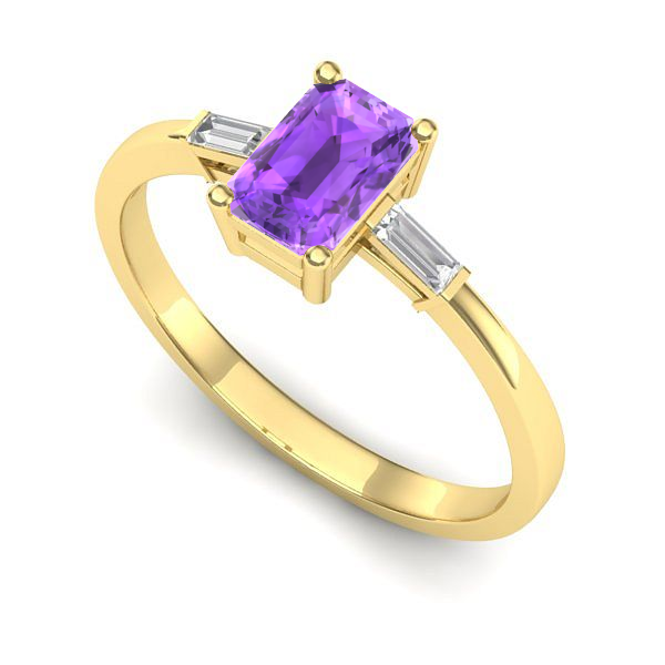 Inel de logodna din aur galben cu ametist