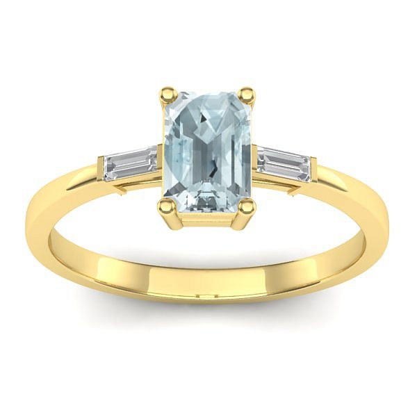 Inel logodna cu aquamarin dreptunghiular