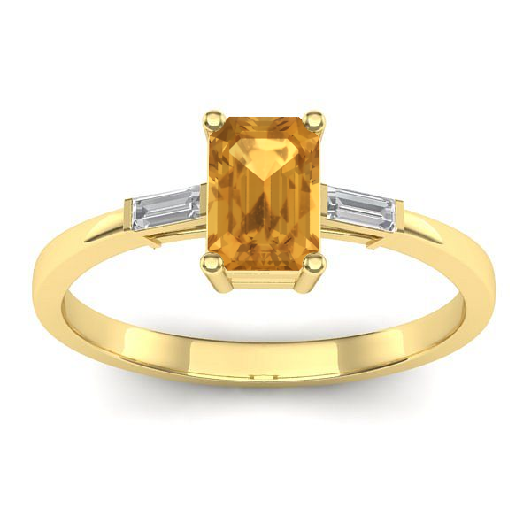 Inel cu citrin dreptunghiular