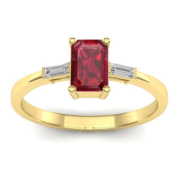 Inel cu rubin dreptunghiular