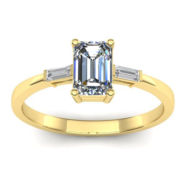 Inel cu safir alb dreptunghiular