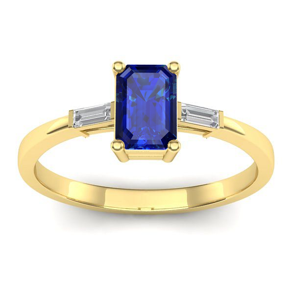 Inel logodna cu safir dreptunghiular