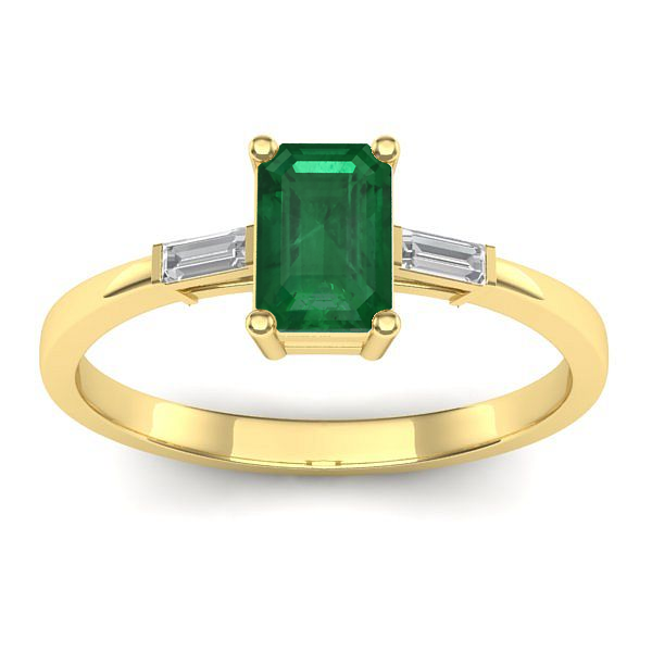 Inel cu smarald dreptunghiular