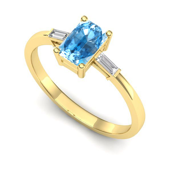 Inel din aur galben cu topaz blue