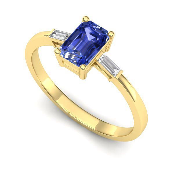 Inel logodna din aur galben cu tanzanit