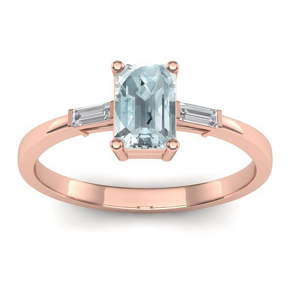 Inel logodna cu aquamarin dreptunghiular