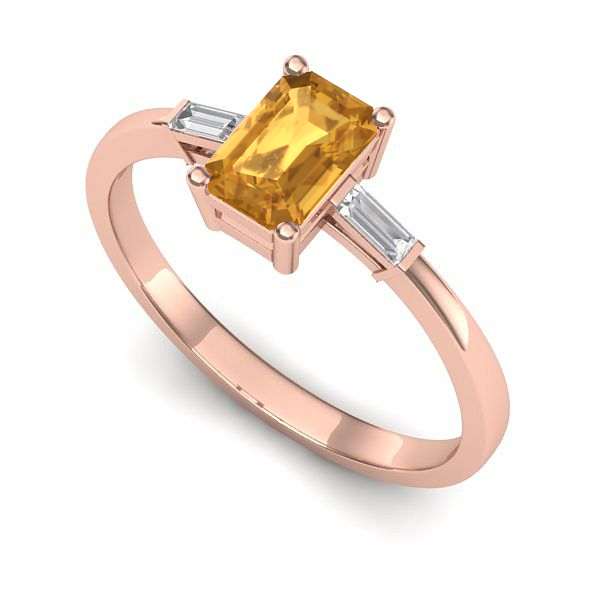 Inel din aur roz cu citrin
