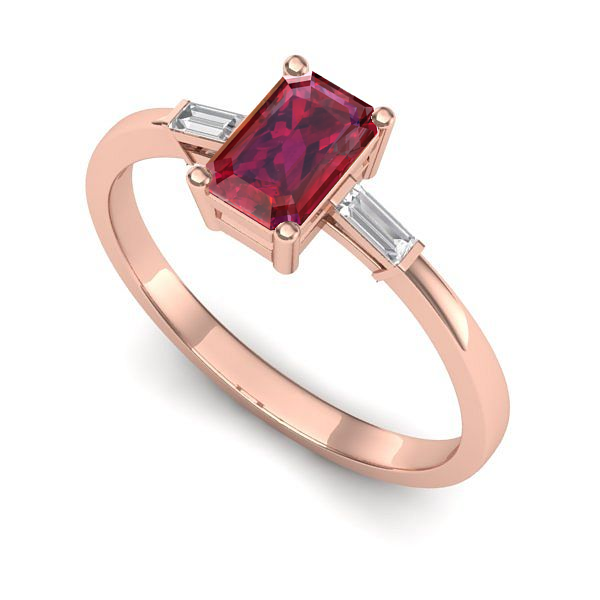 Inel din aur roz cu rubin