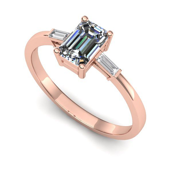 Inel logodna din aur roz cu safir alb