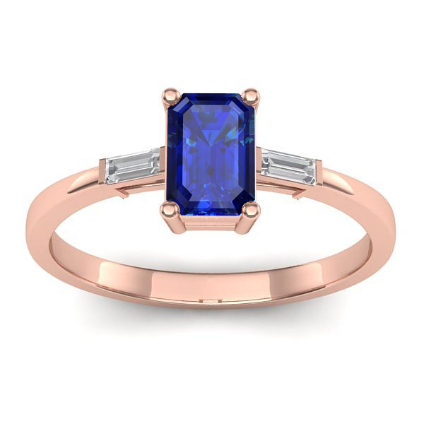 Inel logodna cu safir dreptunghiular