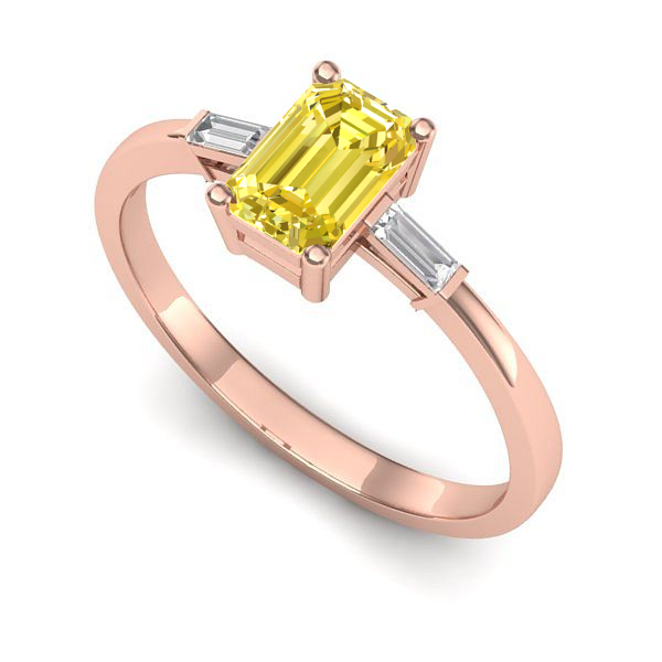 Inel logodna din aur roz cu safir galben