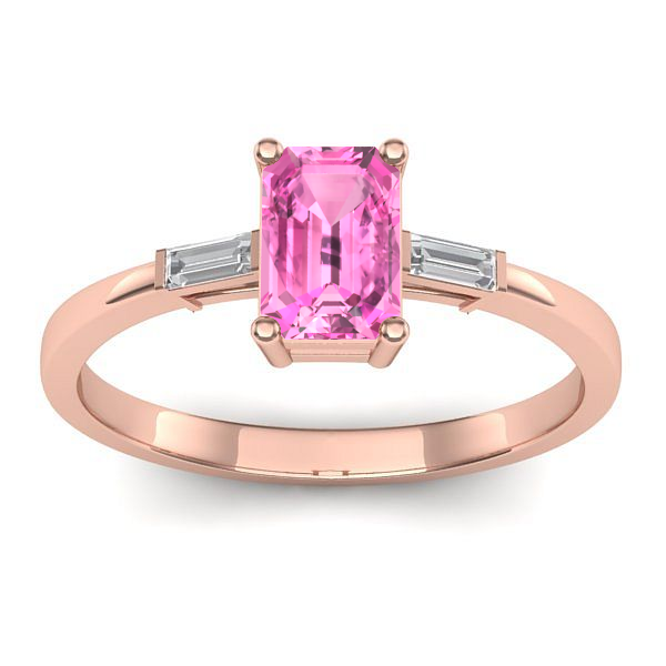 Inel cu safir roz dreptunghiular