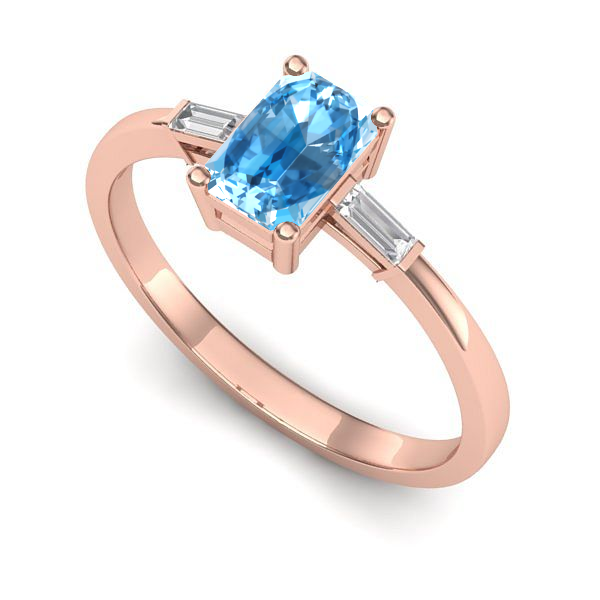 Inel din aur roz cu topaz blue