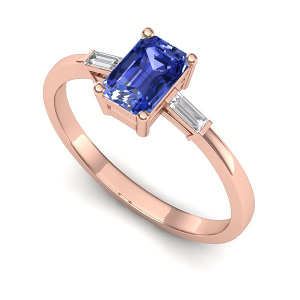 Inel de logodna din aur roz cu tanzanit