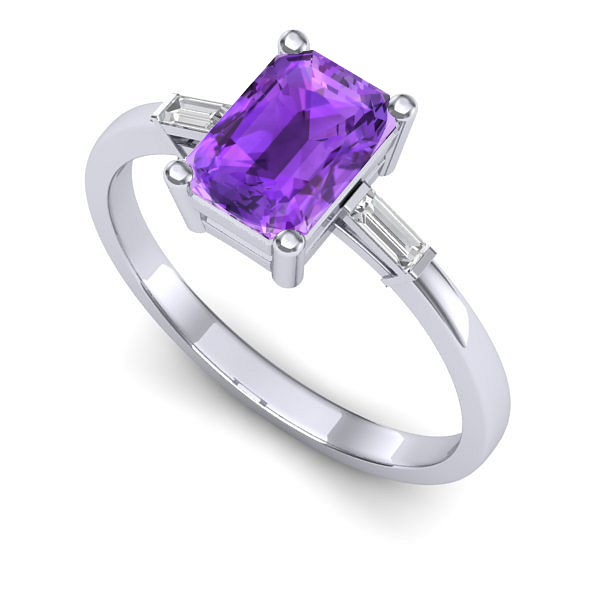 Inel logodna din aur alb cu ametist