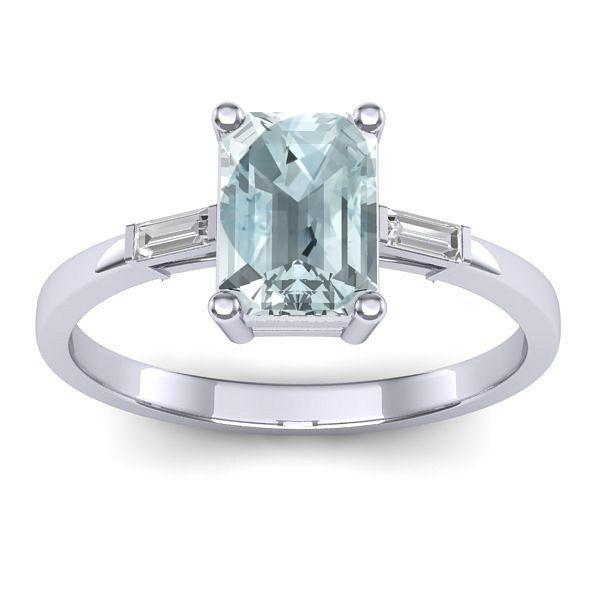 Inel cu aquamarin dreptunghiular