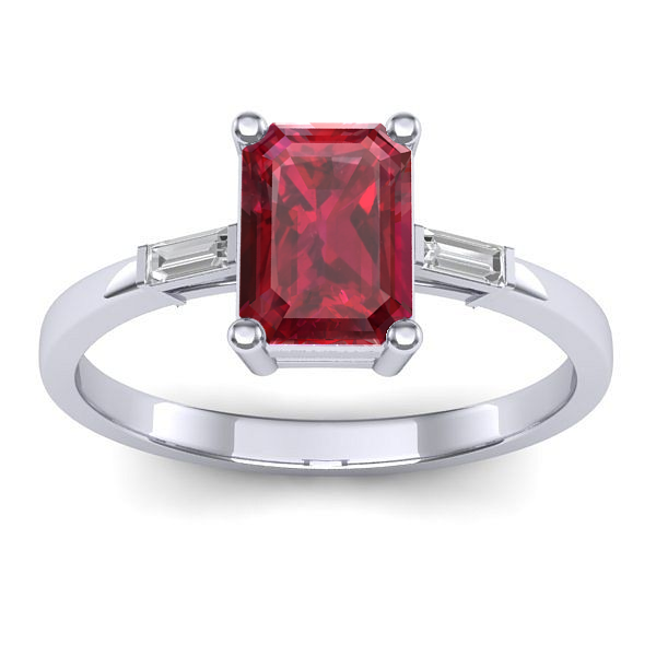 Inel de logodna cu rubin dreptunghiular