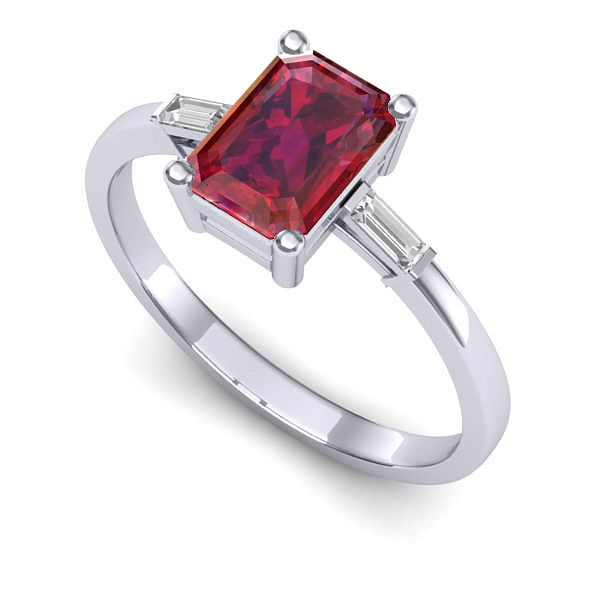 Inel din aur alb cu rubin