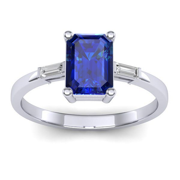 Inel de logodna cu safir dreptunghiular