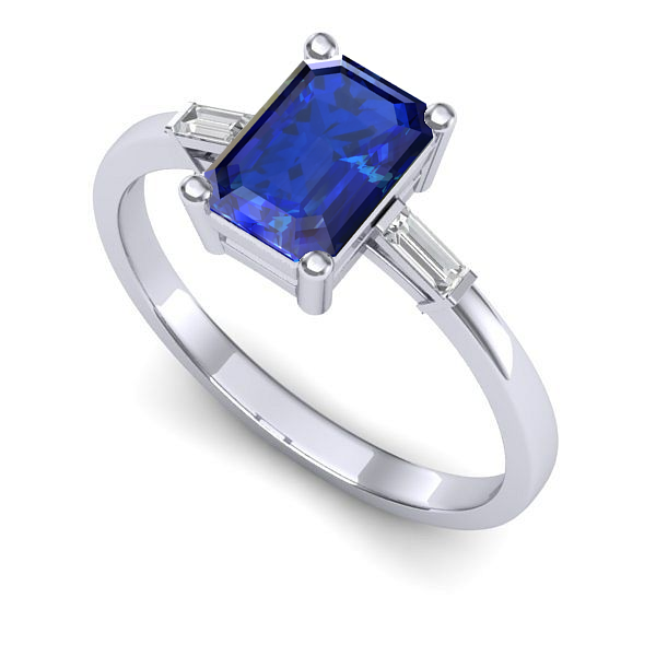 Inel din aur alb cu safir