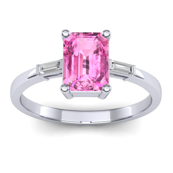 Inel cu safir roz dreptunghiular