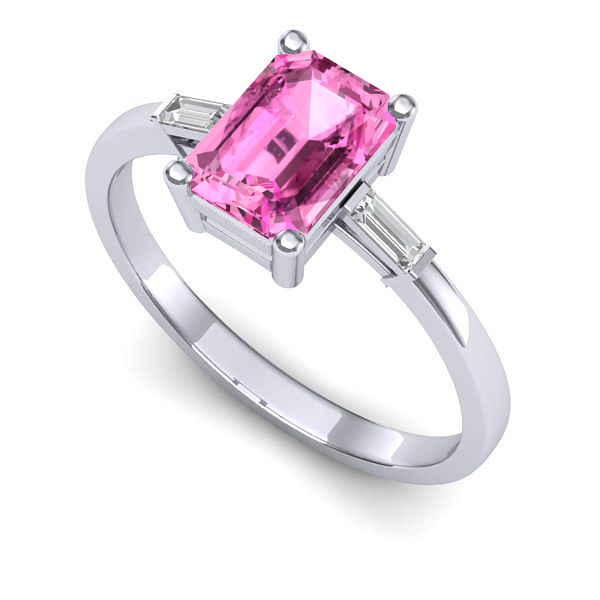 Inel din aur alb cu safir roz