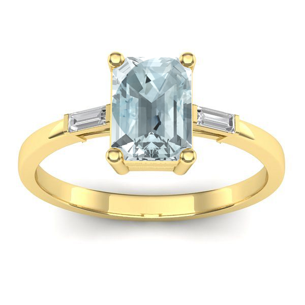 Inel cu aquamarin dreptunghiular