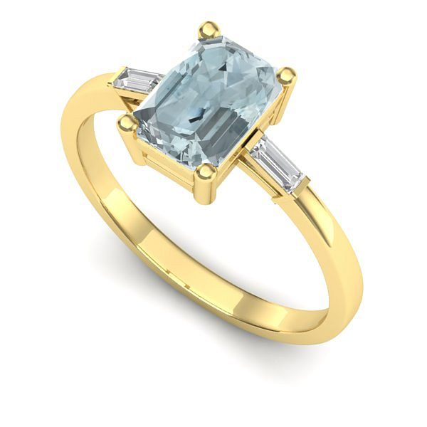 Inel logodna din aur galben cu aquamarin