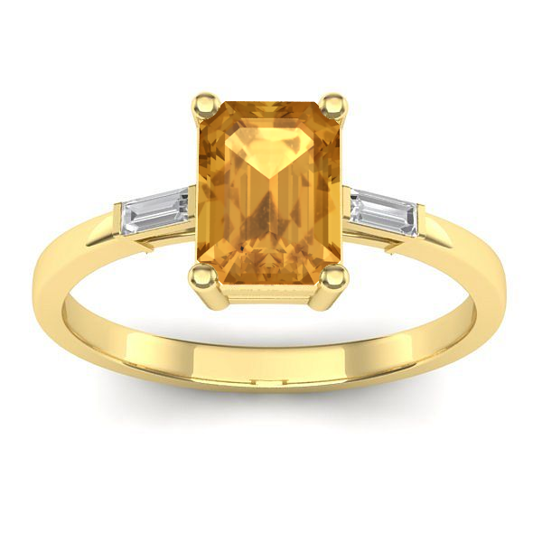 Inel cu citrin dreptunghiular