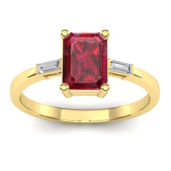 Inel cu rubin dreptunghiular