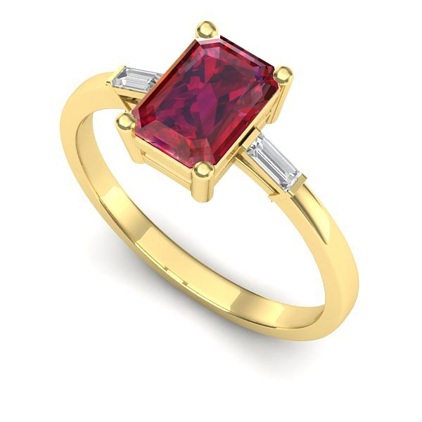 Inel logodna din aur galben cu rubin