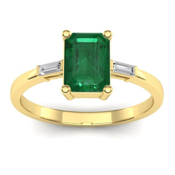 Inel logodna cu smarald dreptunghiular