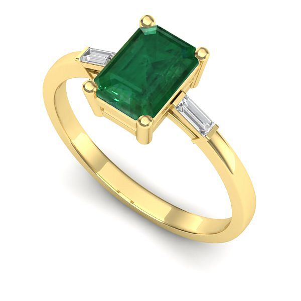 Inel logodna din aur galben cu smarald